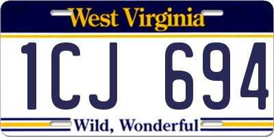 WV license plate 1CJ694