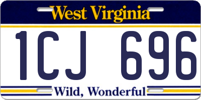 WV license plate 1CJ696