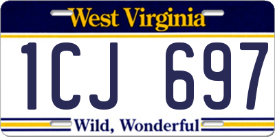 WV license plate 1CJ697