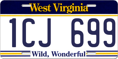 WV license plate 1CJ699