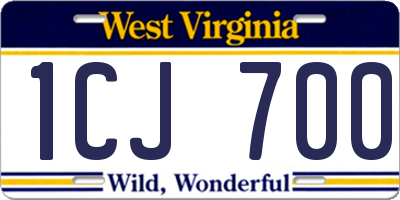 WV license plate 1CJ700
