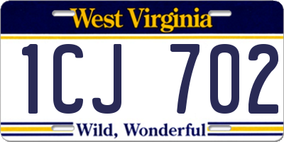 WV license plate 1CJ702