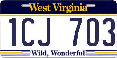 WV license plate 1CJ703