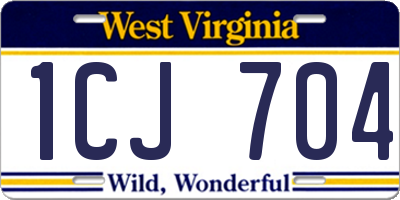 WV license plate 1CJ704