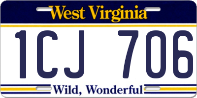 WV license plate 1CJ706