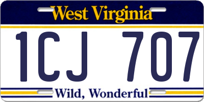 WV license plate 1CJ707
