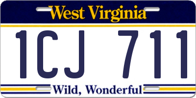 WV license plate 1CJ711