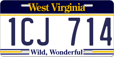 WV license plate 1CJ714