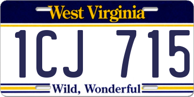 WV license plate 1CJ715