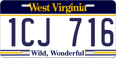 WV license plate 1CJ716