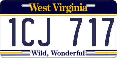 WV license plate 1CJ717