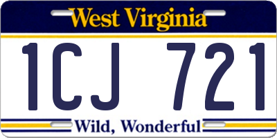 WV license plate 1CJ721