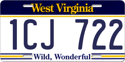 WV license plate 1CJ722