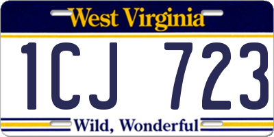 WV license plate 1CJ723