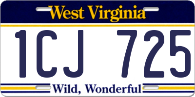 WV license plate 1CJ725