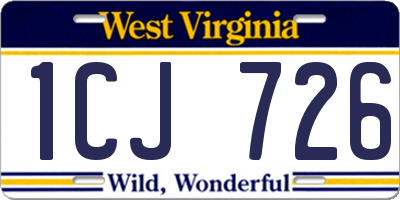 WV license plate 1CJ726