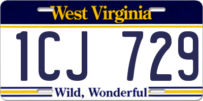 WV license plate 1CJ729