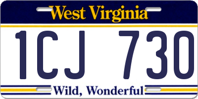 WV license plate 1CJ730