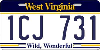 WV license plate 1CJ731