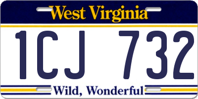 WV license plate 1CJ732