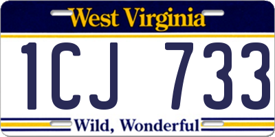 WV license plate 1CJ733
