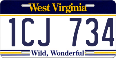 WV license plate 1CJ734