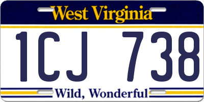 WV license plate 1CJ738