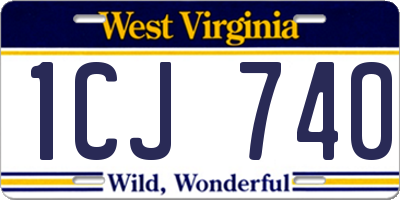 WV license plate 1CJ740