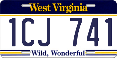 WV license plate 1CJ741