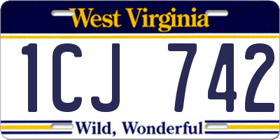 WV license plate 1CJ742