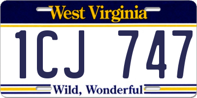 WV license plate 1CJ747