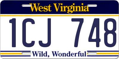 WV license plate 1CJ748