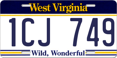 WV license plate 1CJ749