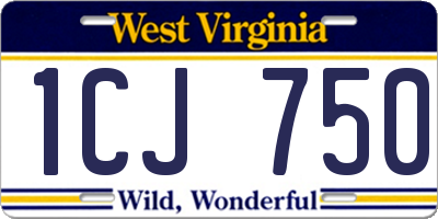 WV license plate 1CJ750