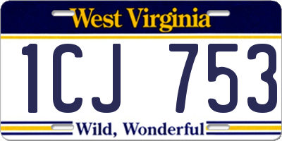 WV license plate 1CJ753