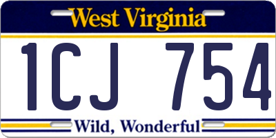 WV license plate 1CJ754