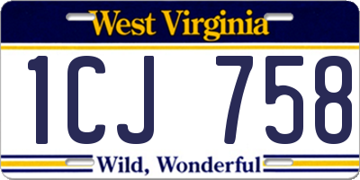 WV license plate 1CJ758