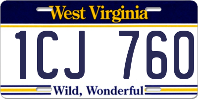WV license plate 1CJ760