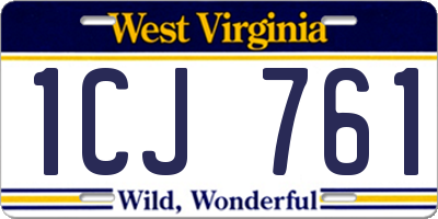 WV license plate 1CJ761