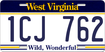 WV license plate 1CJ762