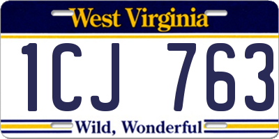 WV license plate 1CJ763