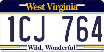 WV license plate 1CJ764