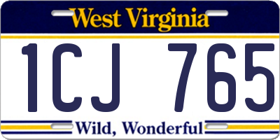 WV license plate 1CJ765