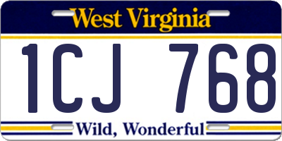 WV license plate 1CJ768