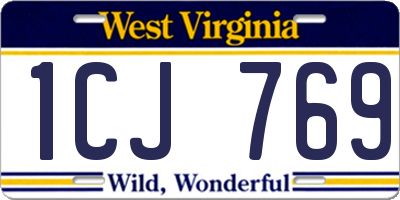 WV license plate 1CJ769
