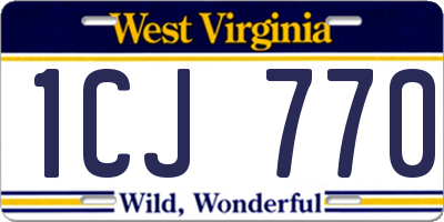 WV license plate 1CJ770