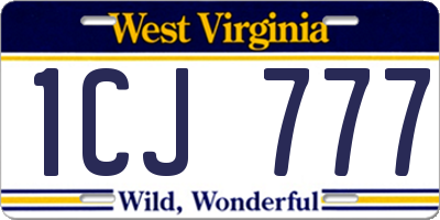 WV license plate 1CJ777