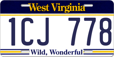WV license plate 1CJ778