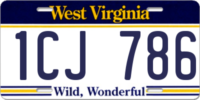 WV license plate 1CJ786