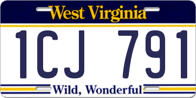 WV license plate 1CJ791